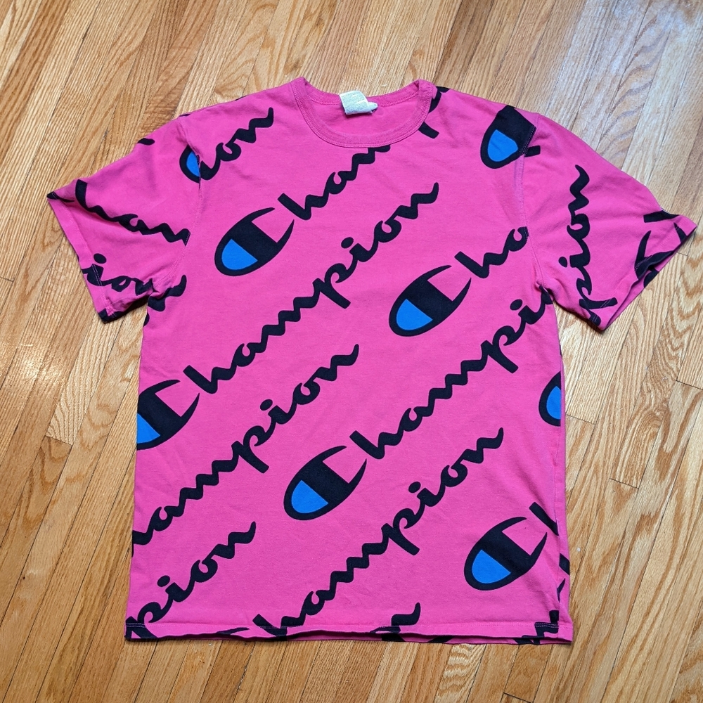 Champion Shirt Pink Large Adult Men's Woman's All Over Print Tshirt
